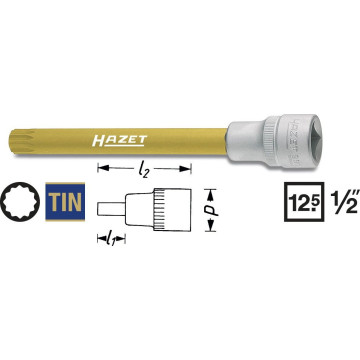 Hazet 990SLG-12 1/2" 12 mm XZN Pipe