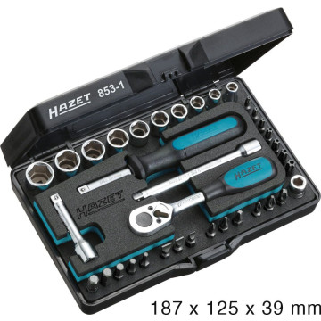 Hazet 853-1 1/4" Bitssett med piper og skralle