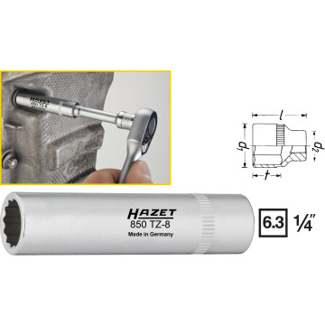Hazet 850TZ-8 1/4" 8 mm 12 kant Pipe