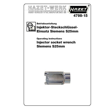 Hazet 4798-15 1/2" Injektor pipe Siemens 25 mm